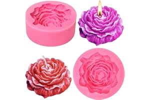 BAANFLY 3D Large Peony Honeycomb Candle Moulds Flower Rose Silicone Mold Soy Wax Beeswax Aromatherapy Soap Making Chocolate Baking Molds for Birthday Valentine's Day Wedding Party Christmas Decoration (Pink)