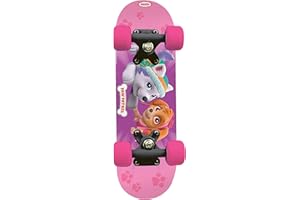 MERONCOURT Paw Patrol Kid's 17-Inch Maple Wood Mini Skateboard Cruiser, Black/Pink (OPAW247-F)