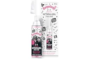 Bugalugs Pet Detangler Foam Comb - leave In conditioner spray for de matting. No tangles. Professional dog grooming formula with Wheat protein. Dog Detangler Spray knot removal (Baby Fresh)