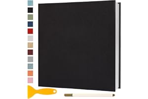 SEMFALBUUMS Album Photo Adhesif Vierge 28x27 CM Classeur Photo Livre Photo Personnalisable Scrapbook de Classe Mariage Livre D'or Enfant Bebe DIY Carte Postale, 40 Pages Noir