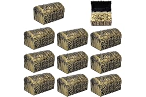 HOMURY 10 Stücke Schatztruhe Mini Holz Schatzkiste, Holzkiste, Vintage Kleine Schatztruhe, Holztruhe mit Gravur für Aufbewahren und Dekorieren