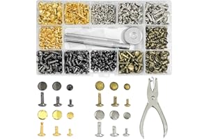 STARFA LAB 360 Set Leder Nieten Doppelkappe Niet Rivet in 3 Größen, Ledernieten Metallnieten Set mit 3 Stück Fixierwerkzeug für DIY Leder handwerk Tasche Gürtel Reparaturen oder Dekoration