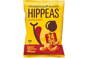 HIPPEAS Smoky Paprika Chickpea Puff Vegan Multipack Crisps | 24 x 22g Snack Bags | Plant-Based, Source of Protein | Free from Gluten & Artificial Flavours | Light & Crunchy - 91 calories per serving