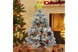 Frasheng Arbol de Navidad PequeñO, Mini Arbol Navidad con Luces LED 50cm Árbol de Navidad de Mesa Decoración de Mesa de Navidad, Árbol de Navidad Artificiales,Decoraciones de árboles de Navidad