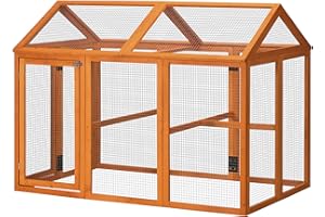 PawHut Ogrodzenie kurnika drewniana klatka dla kurczaków 140 x 88,5 x 106 cm - pomarańczowa