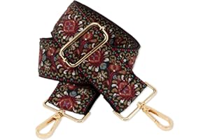 BENAVA Bandoulière pour Sacs Réglable 75-135 cm Rouge | Bandoulière Large 50mm | Anse pour Sac à Mai Mousqueton Or | Sangle Sac Bandoulière