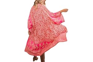 Bsubseach Damskie szyfonowe / jedwabne bluzki plażowe kimono kardigan długie okrycie bikini