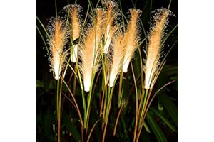 Yeeteesy Lampy Solarne Do Użytku Na Zewnątrz, 2 Sztuki, Trzcinowe, Ciepła Biel, Dekoracja Ogrodowa, Wodoszczelna, Do Balkonu, Tarasu, Patio