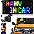 Double Row Scrolling LED Sign for Car, 10.6" x 4.7" Flexible 5V/2A Bluetooth APP Control Programmable LED Sign Custom Text Animation Digital LED Display Led Matrix Message Board for Advertising, Fun