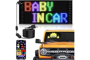 QNOAVVE Double Row Scrolling LED Sign for Car, 10.6" x 4.7" Flexible 5V/2A Bluetooth APP Control Programmable LED Sign Custom Text Animation Digital LED Display Led Matrix Message Board for Advertising, Fun