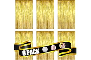 LIVESTN Frangia Tende Festa, 6 Pezzi Frange Sfondo 1X2m Tende Metalliche Tinsel Foil Tenda a Frange Tende Foil Tenda Scintillante Frangia sullo Sfondo per Nozze Compleanno Festa Decorazioni (oro)