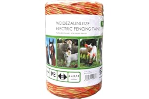 ELLOFENCE Ellofarm - Filo conduttore per recinzioni, a 3 conduttori Nirosta, colore: arancione/giallo, 250 m