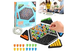 RMIVEGLIA Gioco da Tavola con Elastici - gioco con elastici e triangoli per 2-4 Persone, Chain Triangle Chess Game con Logica a Nodi, Gioco Creativo per Adulti e Bambini, Ideale per Divertimento in Famiglia.