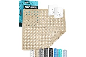 ‎BLUMBACH Blumbach® Duschmatte rutschfest 53x53cm - 100% BPA-frei - Inkl. 2 Haken zum Aufhängen - griffige Antirutschmatte Dusche & Badewanne, Duscheinlage, Rutschmatte schimmelresistent & maschinenwaschbar
