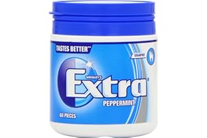 Wrigley's Extra Peppermint Chewing Gum Sugar Free Bottle 60 Pieces - 6 Pack