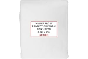 BRADAS Heavy duty (50gsm) plant protection fleece fabric,PROTECTS against wind rain, frost sun and pests (3.2m x 10m, White) REUSABLE & WASHABLE
