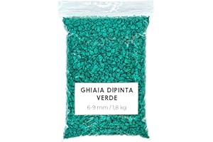 Landare Sassolini Colorati Verde 1,8Kg - Sassolini Decorativi per Vasi - Sassi Decorativi per Vasi - Pietre Colorate - Pietre Decorative - Pietre Colorate per Decorazioni (6-9 mm) (Verde)