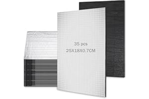 DAJAVE 35 pezzi di Pannelli Isolanti Tagliati 25X18X0.7CM Isolante Termico Alto, Acustico Foglio AlluminioInsonorizzazione AutoKit Isolante Termico Alta Temperatura, Insonorizzazione Auto