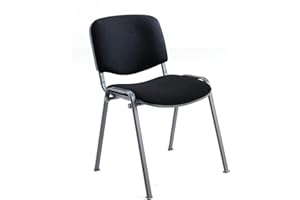 Office Hippo Heavy Duty Stackable Reception Chair, Black Frame, Fabric, Black