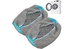 DHINCHANSAIB Lot de 2 sacs de lavage pour chaussures en forme de baskets, fermeture éclair, pour machine à laver, protection pour chaussures et vêtements, kit de nettoyage parfait pour baskets (gris, 2 pièces)