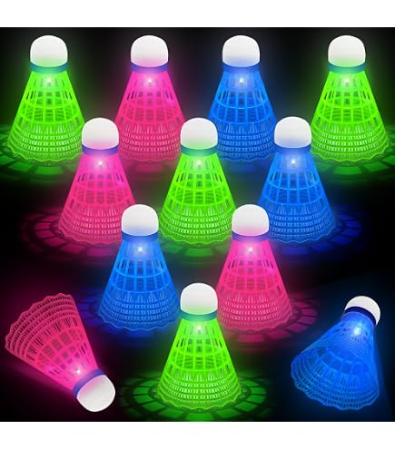 Lypumso Volant Badminton, LED Badminton Lueur 4 Pièces de Plume d'oie pour Sports, Animations