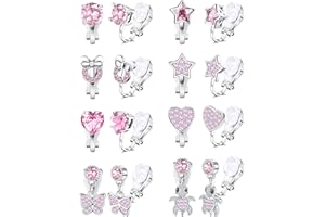 CASSIECA 8 Paare Ohrclips für Mädchen Clip On Ohrring Kinder No Piercings Ohrringe Blumen Schmetterlinge Katzenpfoten Sterne Herz Hypoallergen Ohrringe Zirkon Mädchen Verkleiden Sich Schmuck