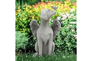 HIAME Statua commemorativa per cani e gatti, animale domestico che dorme mai abbandonato con ali d'angelo (cane d'angelo)