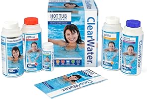 Clearwater Hot Tub Chemical Starter Kit, Includes Chlorine Granules and Dip Test Strips
