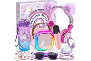 G.C Unicorno Bambina Regalo 6 7 8 9 10 11 12 Anni con Karaoke Bluetooth per Bambini Microfono Auricolare Borraccia Fai Da Te, Unicorni Regali Giocattoli Bambina per Natale e Compleanno