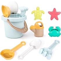 Kit de jeux de plage écologique enfant – Seau + pelle + râteau + tamis | Les jouets de Léa