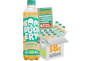 ‎KOMBUCHERY KOMBUCHERY® Orange Raw Kombucha Organic | 18 x 400 ml | Fermented Tea with Live Gut Cultures | Low Sugar & Low Calorie | Unpasteurised, Probiotic, Vegan, Test Winner