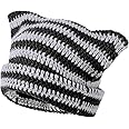 Cute Cat Ear Beanie Lazy Style Y2k Beanies, Winter Warm Crochet Hats for Women Girls Boys
