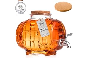 Smiths Mason Jars 3L Erogatore d'acqua da frigo con rubinetto e coperchio in legno - Ideale per frigorifero, acque infuse e succhi di frutta