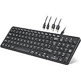 Perixx PERIBOARD-215B UK, Wired USB-C Keyboard - Ultra Slim Scissor Keys - Build-in 2x2 USB-C & A Hubs - 2x Detachable USB-C 