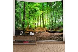 Lieson Arazzo da Parete 260 x 240 cm, Arazzo Foresta Natura Verde Marrone Arazzo Paesaggio Giungla Arazzo da Parete per Soggiorno Copriletto Camera da Letto Decorazione da Parete
