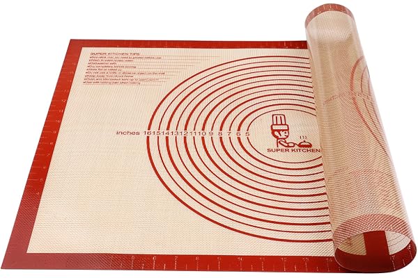 SUPER KITCHEN Tapis de cuisson antidérapant en silicone pour gâteaux et pizza - Sans BPA