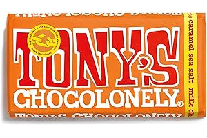 Tony's Chocolonely Milk Caramel and Sea Salt Chocolate Bar - 1 x 180 Gram - Milkchocolate Bar - 32% Cocao - Gift - Vegetarian
