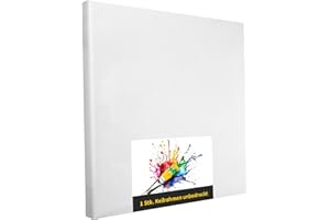 ‎DRUCK.DE Keilrahmen Set aus 1 Stück in 150x200 cm, weiße Künstlerleinwand aus Polyester, zum Bemalen, fertig bespannt, geeignet für Acrylfarben oder Textilfarben, DIY Projektbedarf für Maler und Künstler
