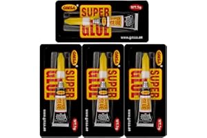 GMSA 4 Pack SuperGlue - 3g Fastest & Toughest Adhesive Instant Repair Super Glue All Purpose - Strong Super glue for Hard Plastic, Rubber, Metal, Leather, Ceramics, Wood, DIY Craft & as Shoe Glue