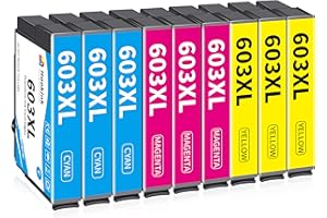 Hookink 603XL Cartucce Compatibili per Epson 603 XL Colori per Expression Home XP-2100 XP-2105 XP-2150 XP-2155 XP-3100 XP-3150 XP-4150 Workforce WF-2810 WF-2830 WF-2850 (3 Ciano, 3 Magenta, 3 Giallo)