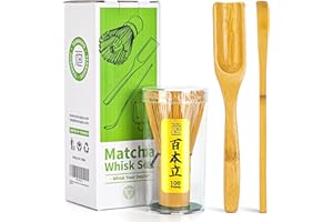 ‎TEANAGOO TEANAGOO Matcha Set| MatchaBesen Matcha-Zubehör, Matcha-Whisk(Chasen), traditionelle Schaufel (Chashaku), Teelöffel, Schneebesenhalter, I5, Das perfekte Set für die Zubereitung einer Tasse Matcha.