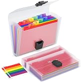 2 Acordeon A6 File Folder with Label Index, Clear Rainbow Expanding File Folder, Can Be Used at Home or Office, File Storage,