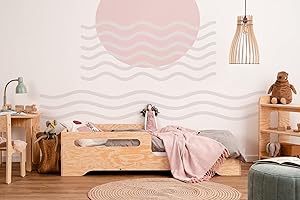 smartwood Lit Enfant 80x160 TILA 3 - lit avec sommier à Lattes - Meubles de Chambre d'enfant - lit Enfant avec barriere - différentes Variantes - Bois Naturel - 160x80 lit Simple au Design élégant