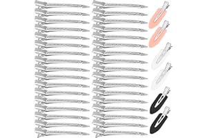 FATHBOOD 40 Pcs Hair Clips Women, Pin Curl Clips, Metal Silver Sectioning Duck Bill Hair Clips for Styling, 34 Pcs 3.5"Alligator Hairdressing Clips Hair and 6 Pcs 2.3"No Crease Clips
