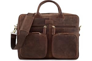 LEABAGS Sac à bandoulière pour hommes et femmes | Sac ordinateur portable en cuir véritable 15 pouces | Sac avec sangle d'épaule | Sac messager | Sac de travail | Sac d'enseignant