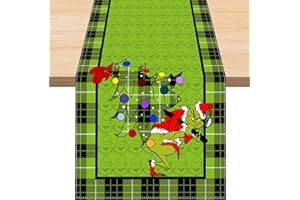 KIKVTER Grinch TischläUfer Weihnachten, Linen Weihnachtstischdecke Merry Grinchmas Tischdecke Winter Esstischdekoration Party Waschbar Winter Weihnachten Küche Tischtuch Indoor Outdoor Garten