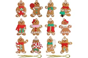 Bigqin 12 Pieces Christmas Tree Ornaments, 7 * 5cm Gingerbread Man Christmas Decorations Hanging Pendants Xmas Holiday Cute Wreaths Decor