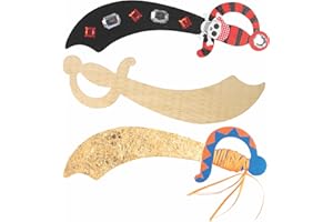 Baker Ross Lot de 4 Sabres de Pirate en Bois pour enfants à personnaliser