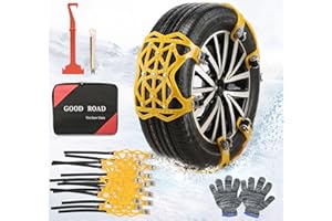 Auto Schneeketten,Profiwoab 7 Stück Universal Schneeketten,Notfall-Schnee-Reifenketten für die Meisten Auto Kleinwagen/SUV Vans LKWs Auto165-275 mm Neues Einsetzbares Rutschfestes