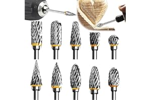 Begpoee 10 Piezas Juego de Fresas Rotativas, Juego de Fresas Giratorias de Tungsteno para Herramienta Giratoria, Fresas de Carburo Rotary Archivo Tungsteno Acero, Para Grabado, Taladrado(Plata)